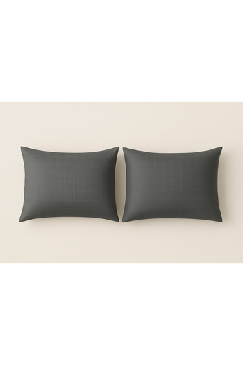 CollessiaHome 100% Cotton Satin Checked Jacquard Woven 2-Piece Pillowcase