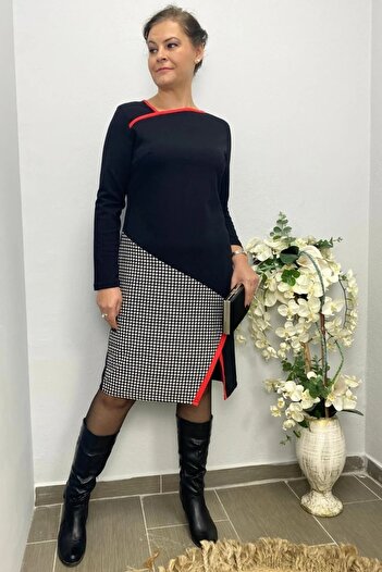 Mia Butik Plus Size Black Derya Dress
