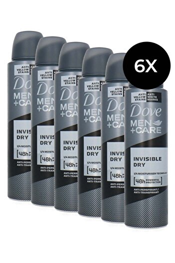 Dove Antiperspirant Deodorant Invisible Dry Black 150ml (Pack of 6)
