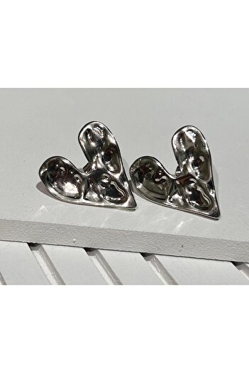 juleeco Design Heart Silver Steel Earrings (2X2Cm)