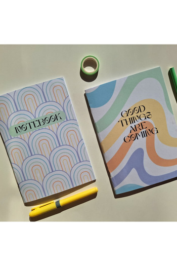 Songwol Studios A5 Stapled Notebook, Set of 2, Plain, Lined or Squared, 40 Sheets, Glossy Cardboard Cover