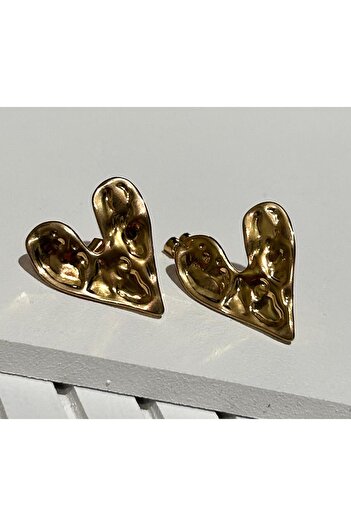 juleeco Design Heart Gold Steel Earrings (2X2Cm)
