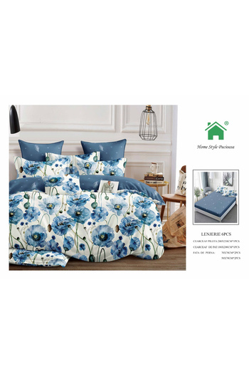 FIONNA.RO Fine Bed Linen With Elastic - Blue Poppies