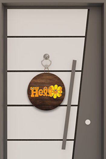 Dormot Ψηφιακή εκτύπωση Ξύλινη, Στάνταρ, Θέμα Hello Flower, Στολίδι πόρτας, Στολίδι τοίχου