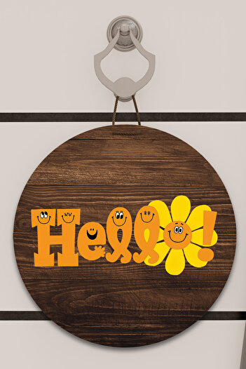 Dormot Ψηφιακή εκτύπωση Ξύλινη, Στάνταρ, Θέμα Hello Flower, Στολίδι πόρτας, Στολίδι τοίχου