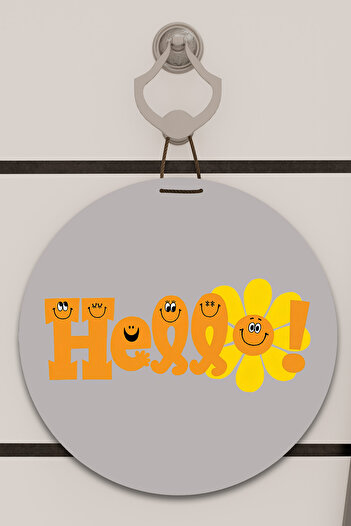 Dormot Digital Print Gray, Standard, Hello Flower Themed, Door Ornament, Wall Ornament