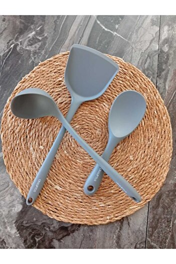 Single (3 Pieces) Hard Tip Heat Resistant Fireproof Non-Stick Silicone Food Serving Spoon Set