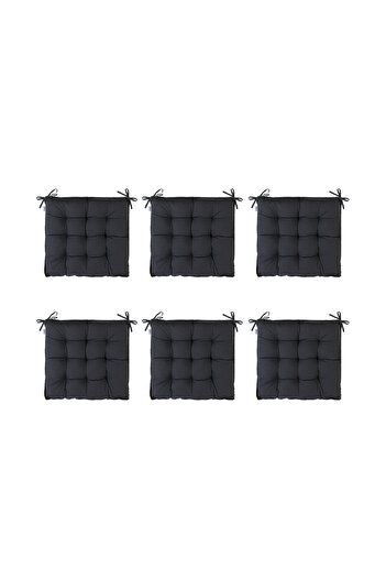 DETEX Set of 6 x Chair Cushions, Anthracite, 55% Cotton, 45 x 46 x 5 cm