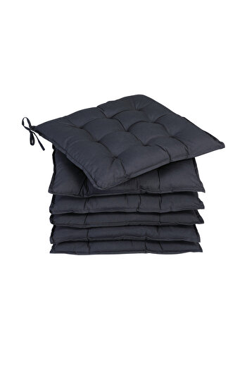 DETEX Set of 6 x Chair Cushions, Anthracite, 55% Cotton, 45 x 46 x 5 cm