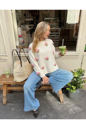 miyoshi Rose Detailed Knitwear Women's Sweater