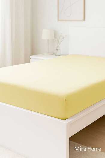 merland benvecocuk Double Plain Combed Cotton 100% Cotton Fitted Sheet 200X200 cm Oversized Newsheet Yellow