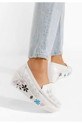 B T Shoes Biele kožené mokasíny Havana