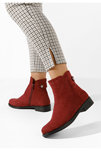 B T Shoes Γυναικεία μποτάκια μπορντό Rimina