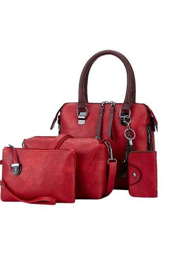 fun zone Generic 4-Piece Double Zipper Bags Red