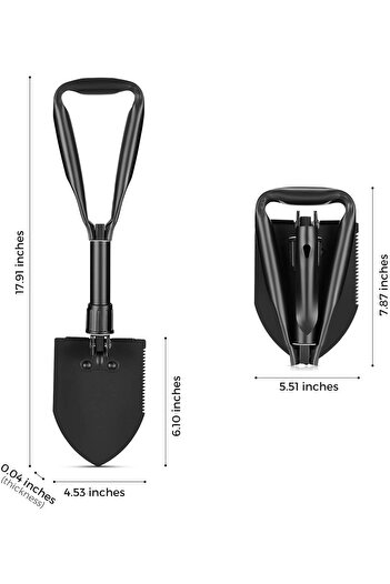 Generic Portable Folding Shovels, Collapsible Camping Shovel with Nylon Carrying Pouch and High Carbon Steel