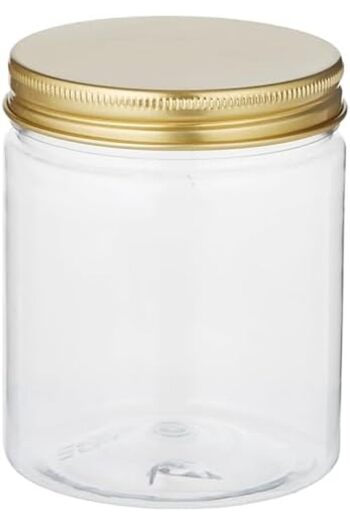 Alsaqer Round Pet Bottles and Jars with Gold Lid 4-Piece, 250 ml Capacity Multicolor
