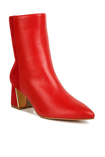 london Rag Women Red Suede Back Panel High Ankle Boots
