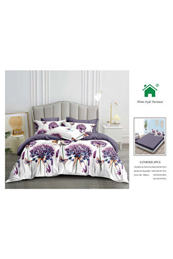 FIONNA.RO Fine Bed Linen With Elastic - Butterflies And Flowers Lilac