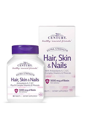 21st Century 21 st Century Hair , Skin & Nails 500mcg of Biotin 90 Tablets