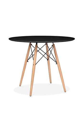 Homelux Ice Round Table, 80x75 cm, Black, MDF, Wooden Legs