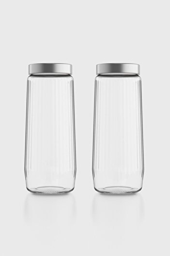 Renga Voca 1500 ml Metal Kapaklı Gravürlü 2'li Cam Kavanoz Seti 131079