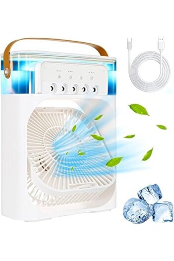 Generic Portable Fan with Water Tank Air Cooler Humidifier Power Personal Air Conditioner with 7 Colors Ligh
