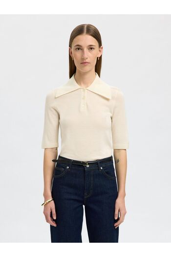 Selected Femme Polohemd aus Strick 100% Merinowoll