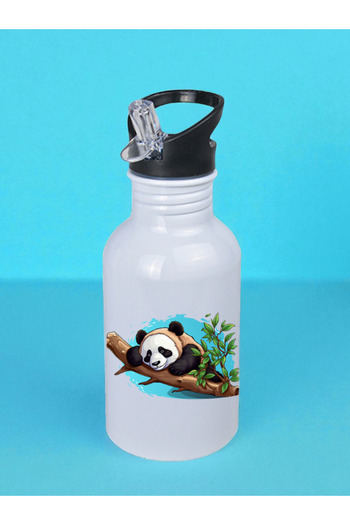 lili hediyelik Panda Printed Water Bottle on a Tree 600 ml - Sports Water Bottle, Large Water Bottle, Sports Bottle, Sports Water Bottles