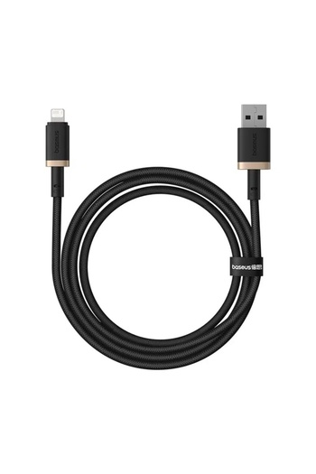 Baseus Data cable USB to Lightning, 2.4A, Fast Charge, 480Mbps, 1m, Nylon Resistant, Gold Black