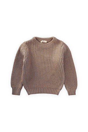 Cigit Crew Neck Thessaloniki Knitwear Sweater 2-8 Years Old Mink