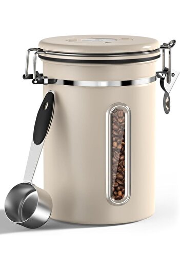 erorex 1800Ml Airtight Coffee Canister Date Tracker Transparent Window, 22Oz Coffe Beans Storage 30Ml