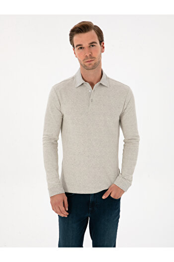 Cacharel Taş Regular Fit Pamuk Karışımlı Polo Yaka Sweatshirt 50311374-VR049