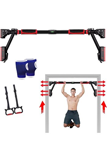 Generic Pull Up Bar - Two-way Support Strength Training Chin up Bar for Doorway, 1 Pair of Gym Rings, 1 Pair