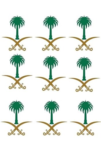 Generic Saudi National Day Decorative Stickers, 12 Pieces for T-shirts, Mobile Phones, Laptops, Green and Gold Palm Trees