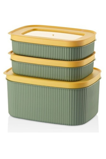 Myend Set of 3 Line Storage Containers, 2 Sizes Practical Food Fruit Vegetable Storage Container, Multi-Purpose Box