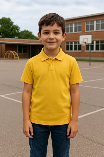 Yalçınoğlu Kids School Uniform Polo Neck T-Shirt - All-Day Comfort - Breathable Fabric, Durable and Comfortable - Short Sleeve