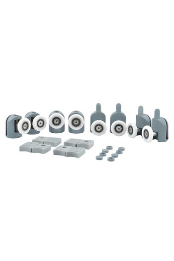 Ruhhy Set 8 rollers for shower cabin, universal replacement rollers with caps and pads