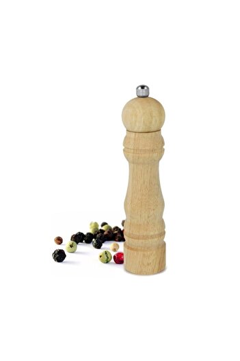 Metaltex Salt & Pepper Spice Mill, 17cm Ceramic Grinder – Rubberwood Body with Chromed Metal Accents