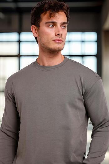 Valiberta Wenders Relax Fit Basic Brushed Interlock Crew Neck Men's Sweatshirt - Hunter Green