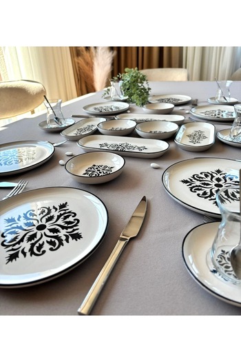 Yiğit Seramik Züccaciye Black Nettle 1 Model 6 Person 20 Piece Breakfast Set