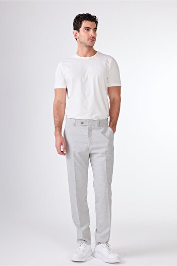 Dufy Light Gray Men's Regular Fit Straight Trousers