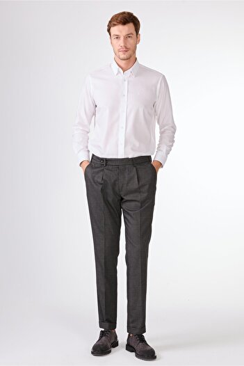 Dufy Anthracite Straight Slim Fit Casual Men's Trousers