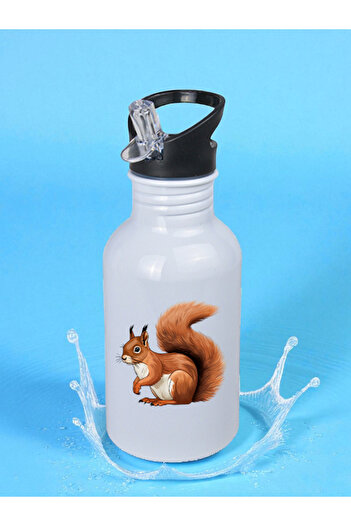 lili hediyelik Squirrel Flask Water Bottle 600 ml - Children's Water Bottle, Children's Water Flask