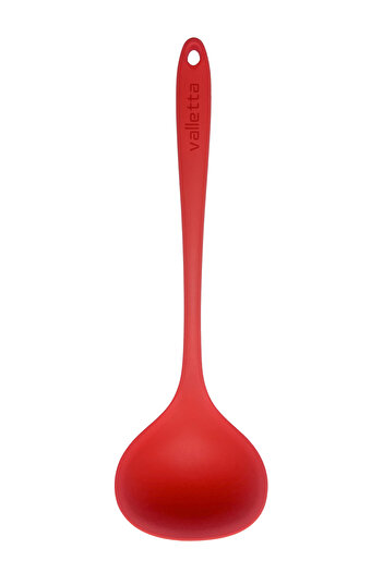 valletta Single Heat Resistant Fireproof Non-Stick Silicone Wide Serving Ladle Red