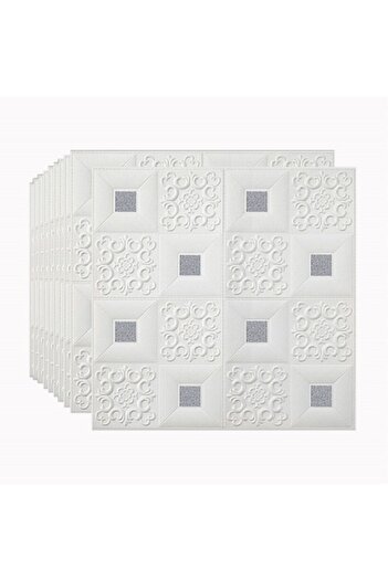 HOZRO Set 10x 3D Self-Adhesive Wallpaper HOZRO, Ceiling/Wall Design, Modern, Easy to Install, White/Gray