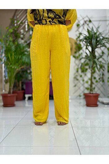 Punta Otantik Vl3015 High Waist Basic Voile Trousers Yellow