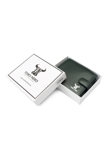 Toro Nero Men's wallet made of green genuine leather Casual Code, Rfid protection