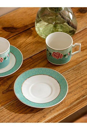 LC Waikiki Lcw Home Mixed Printed Porcelain Coffee Cup Set for 2 People 110 ml