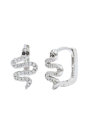 Bijuteria SORELLY Silver Snake Earrings with Zirconia Stones