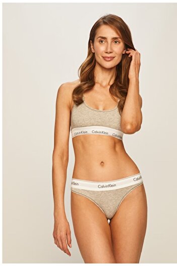 Calvin Klein , Set bustiera si chilot, Gri, M